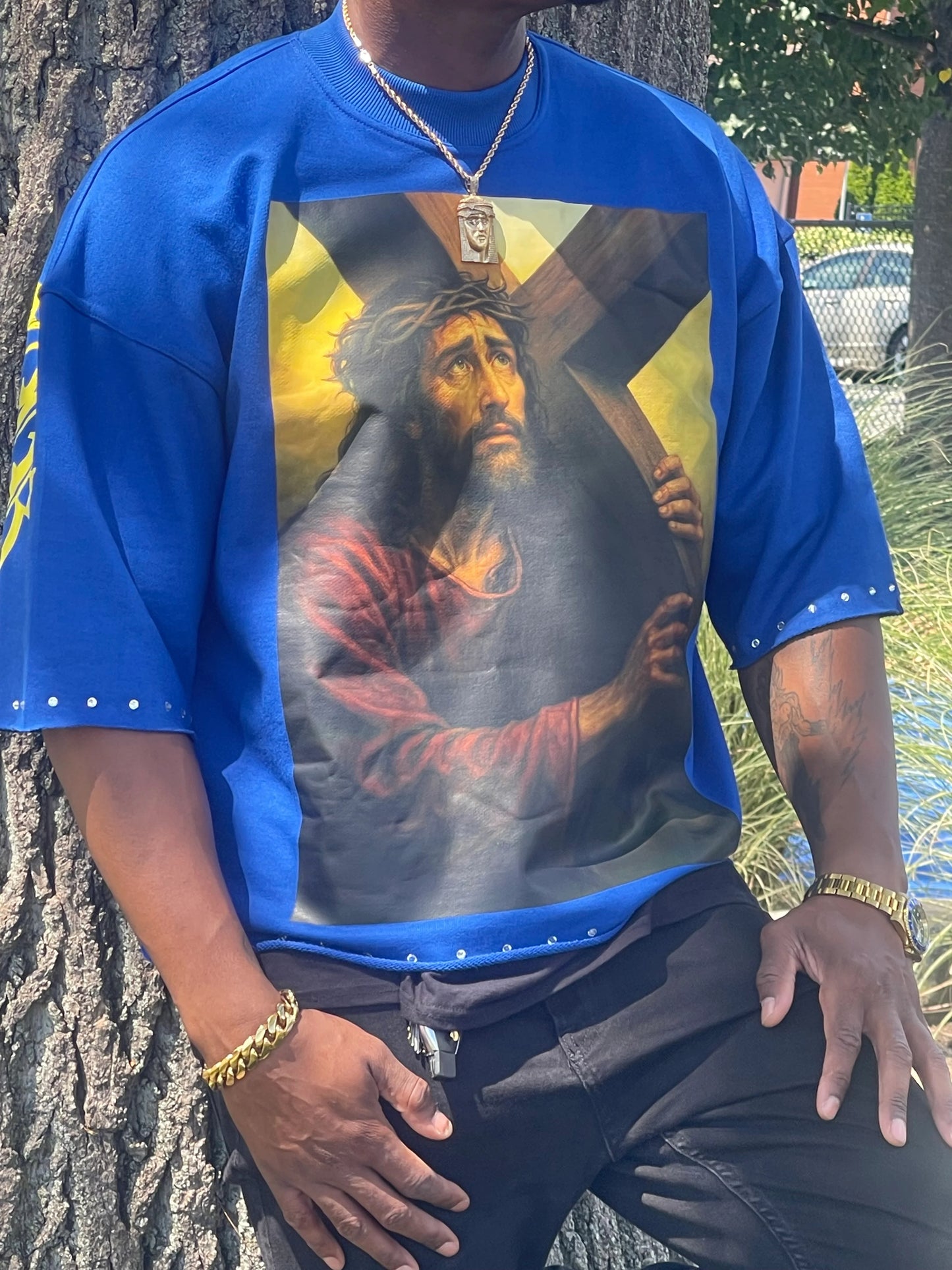 Cross to bear studded Tee