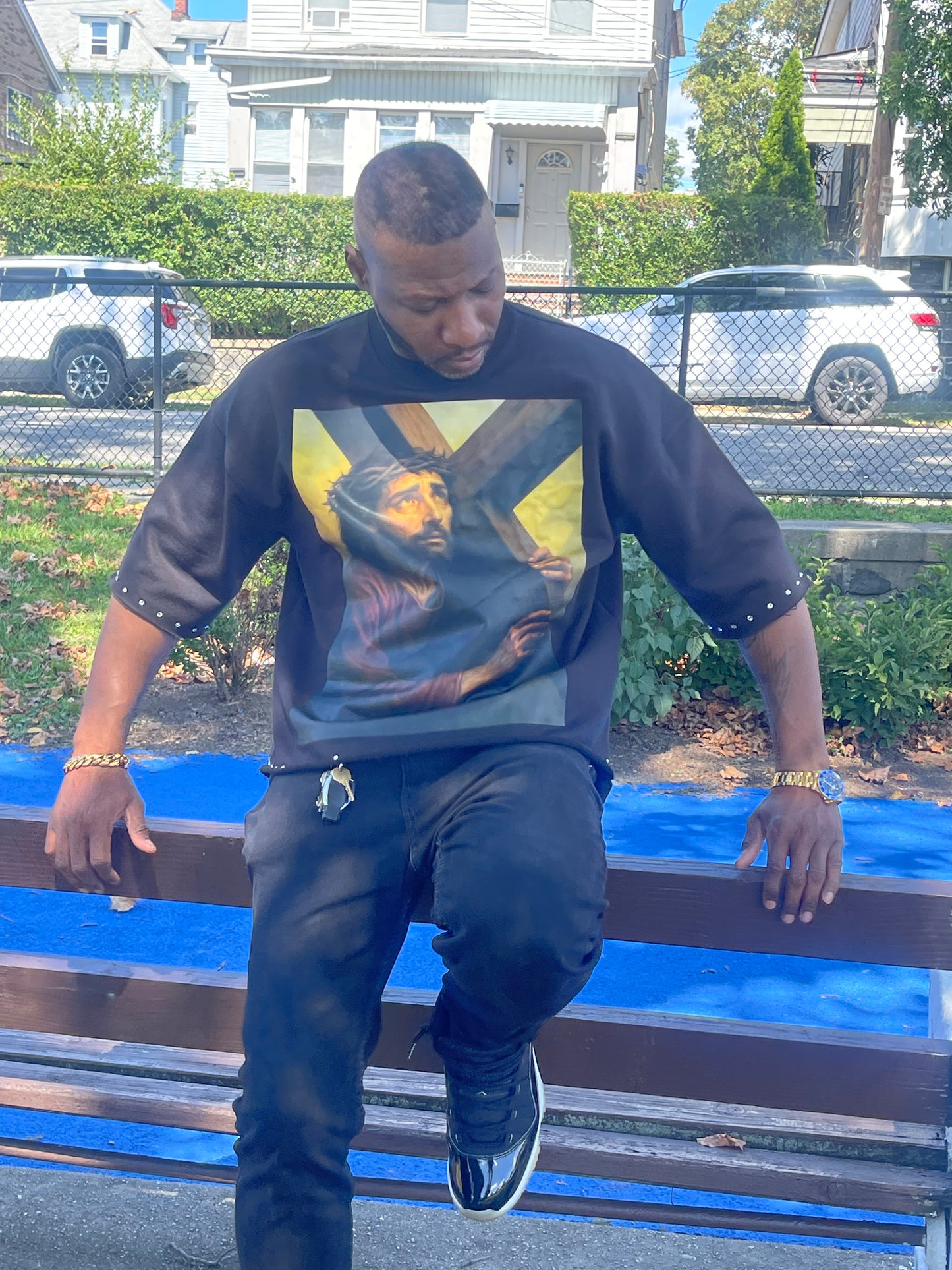 Cross to bear studded Tee